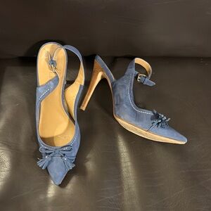Blue Slingback Heels with Tassel Detail